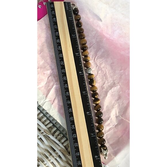 David Yurman Spiritual Bead Bracelet Tiger's Eye w/Silver Wave Bead 925 8”L Mint - Picture 11 of 11